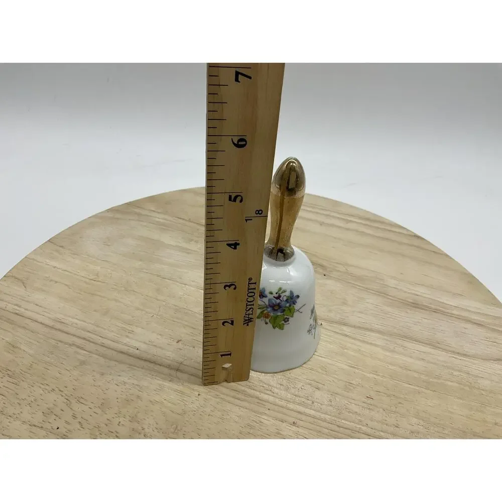Vintage Norleans White‎ Porcelain Floral Hand Bell Small Japan Collectible